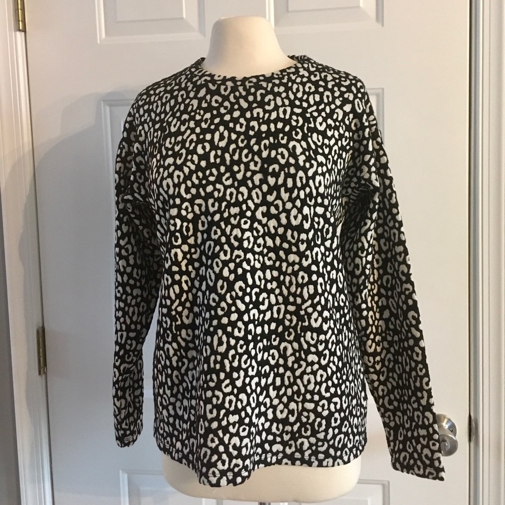 Michael Kors Jacquard Cheetah Top -NEW blk/bone -S
